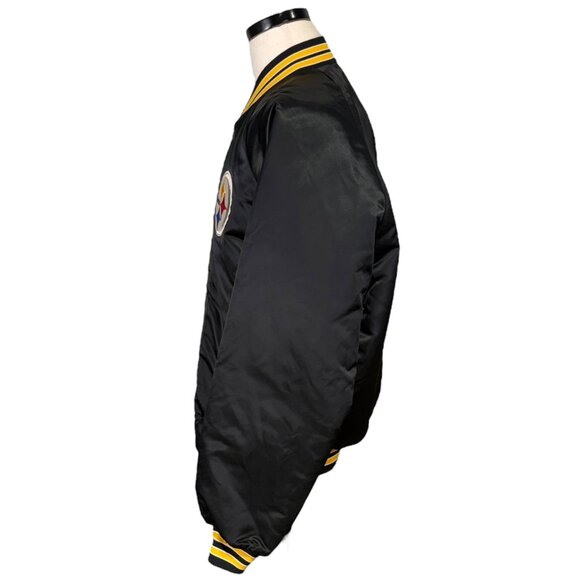Vintage Chalk Line Pittsburgh Steelers Satin Bomber Jacket XL Made In USA 80's - Picture 2 of 11